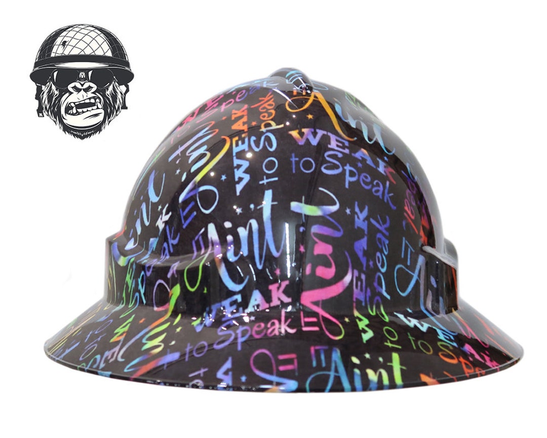 Custom Hydrographic Safety Hard Hat Mining ARE YOU OK PRO CHOICE WIDE BRIM