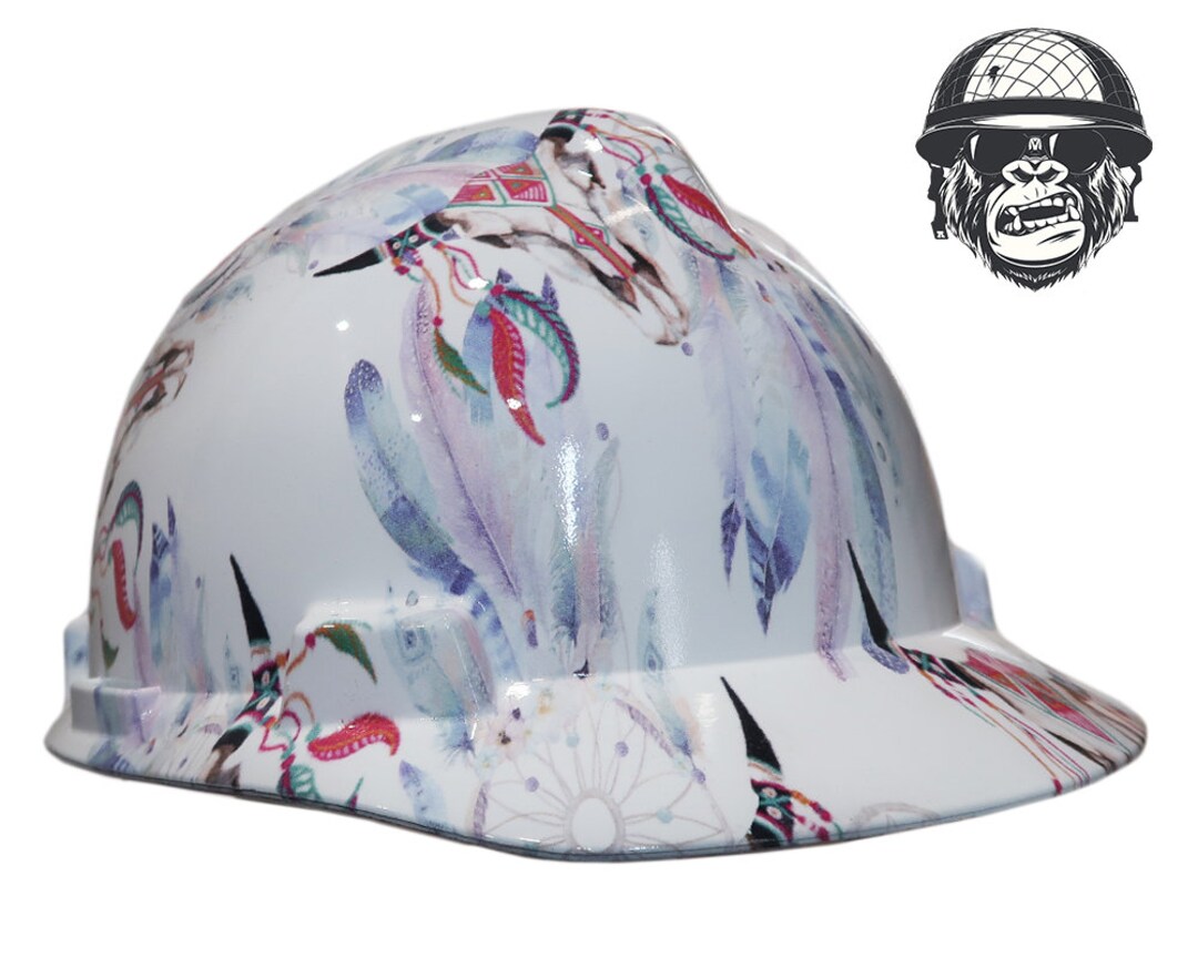Custom Hard Hat MSA V-gard Full Brim Kandy Red Graffiti