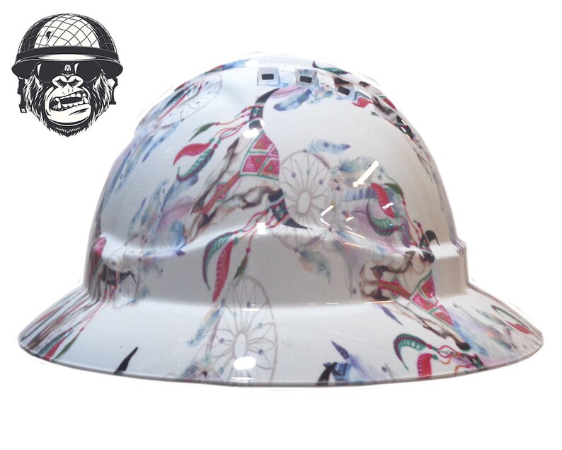 Custom Hydrographic Safety Hard Hat Dream Catcher Bull AZTEC Etsy