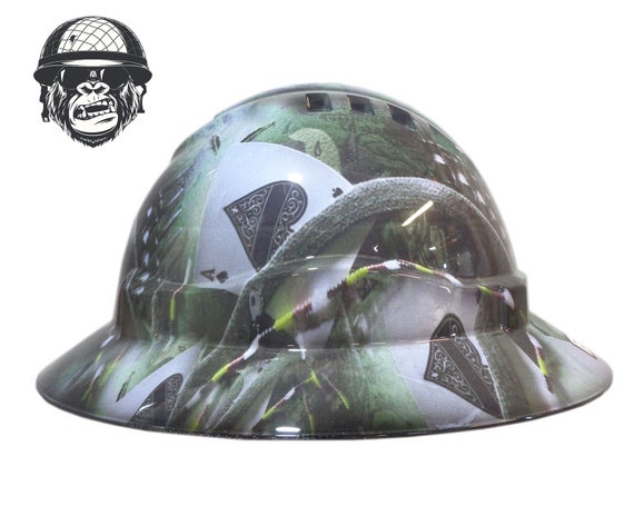 Custom Hydrographic Wide Brim Safety Hard Hat SMOKING ACES