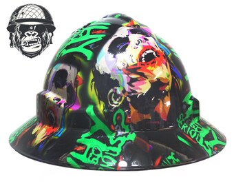 Custom Hydrographic Safety Hard Hat RADIOACTIVE PRO CHOICE WIDE BRIM