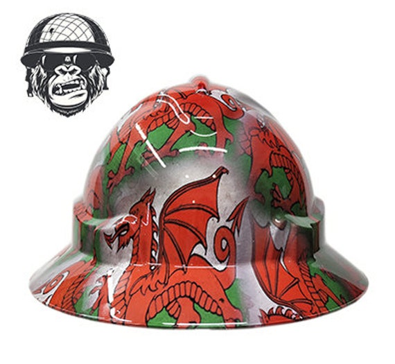 Custom Hydrographic Safety Hard Hat Flag WALES Pro Choice Wide