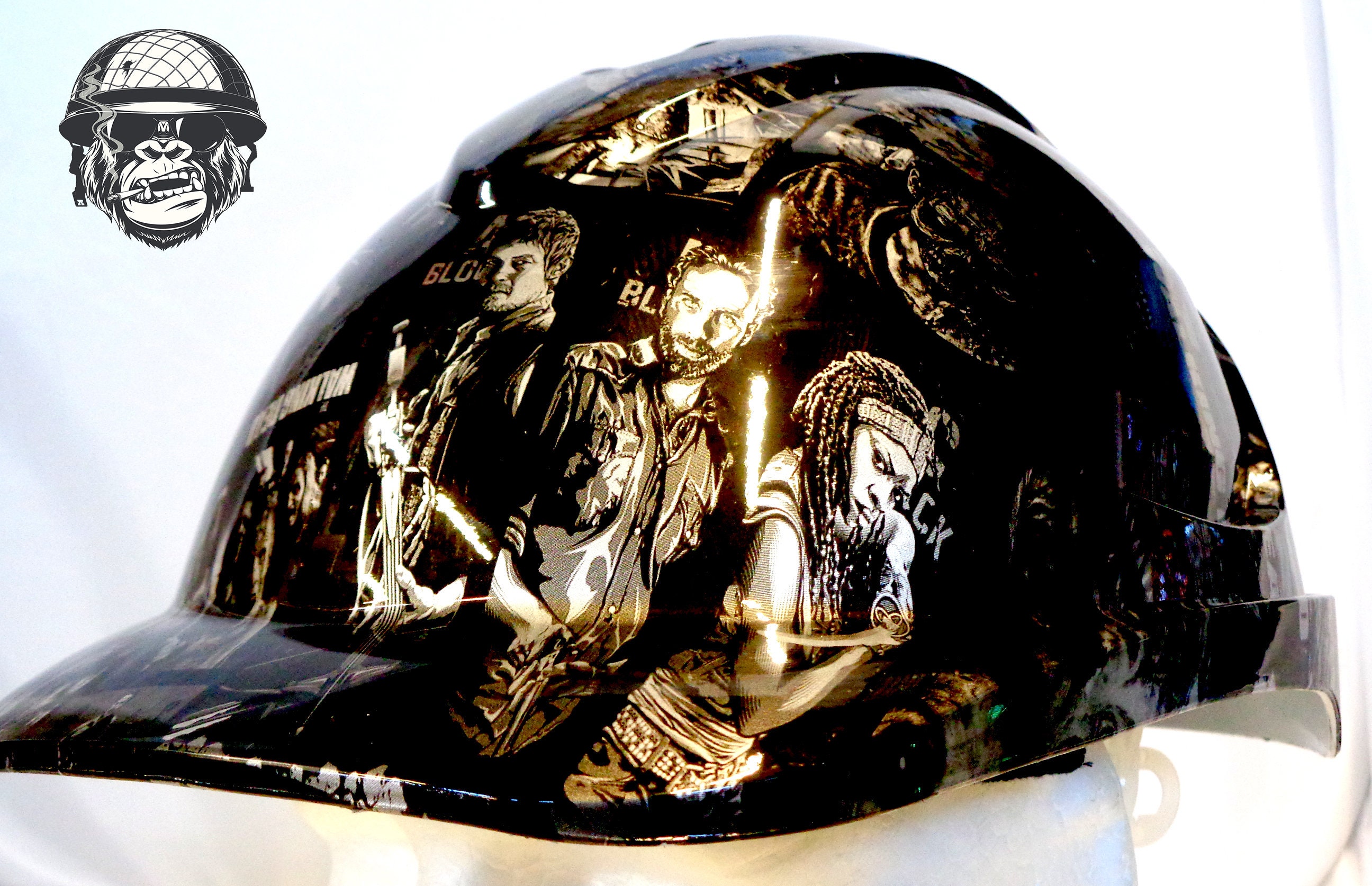 Custom Hydrographic Wide Brim Safety Hard Hats Flame THE GAMBLER WIDE