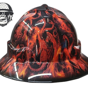 Custom Hydrographic Safety Hard Hat - FLAMING DRAGONS Pro Choice Wide