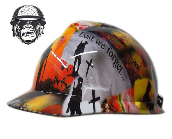 Custom Hydrographic Safety Hard Hat Helmet Ppe Industrial Mining  Construction LEST WE FORGET Cap 