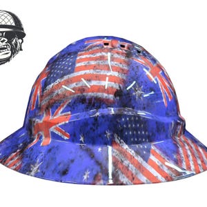 Custom Hydrographic Safety Hard Hat - AMERICAN AUSSIE FLAG Pro Choice Wide