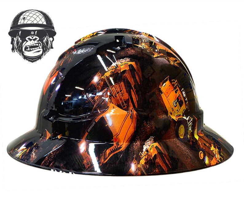 Custom Hydrographic Wide Brim Safety Hard Hat Machinery Mining Etsy