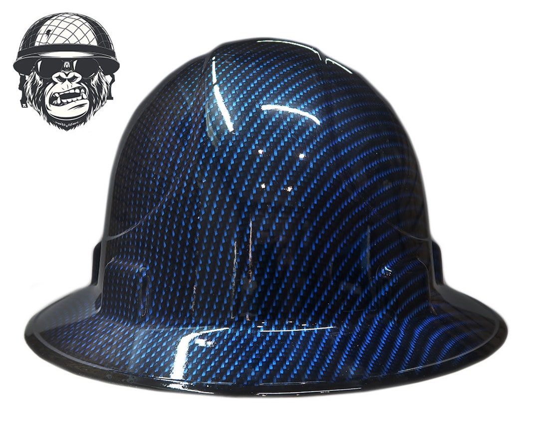 Custom Hydrographic Safety Hard Hat CARBON FIBRE BLUE Pro Choice Wide