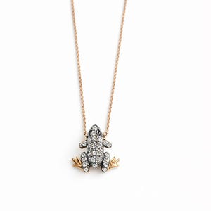18k Gold Frosch Halskette: 2,70 GRAMM brauner Diamant 0,20 ct