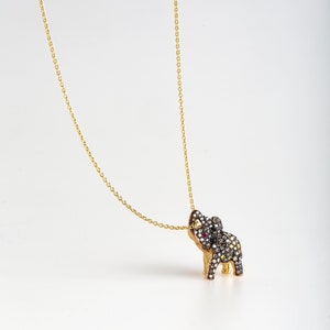 necklace elephant rose gold 18k handmade brown diamond 0.50 ct and yellow diamond 0.20 ct image 1