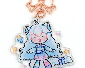 0[ARTICOLO IN PREORDINE]0- Portachiavi Nyabi Nya Glitter da 3'' (76,2 mm) con chiusura a fiocco color oro rosa