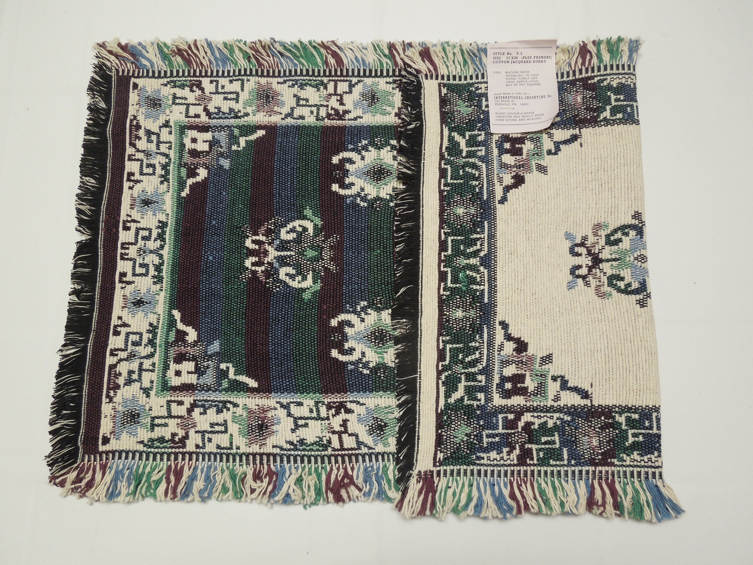 28x36 Hand Loomed Cotton Dhurrie Rug With Fringes Etsy