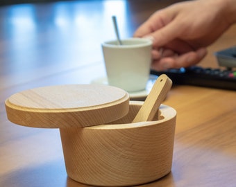 Sugar bowl / salt bowl made of solid wood - real handmade - Made of Swiss stone pine or beech