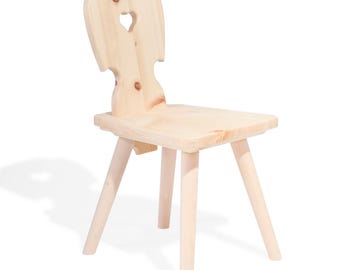 Kinderzitgroep van ruw grenenhout | 1 tafel L 70 x B 70 x H 63 en 4 stoelen B 30 x D 28 x H 63 cm | Gemaakt in Zuid-Tirol