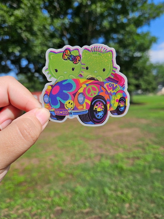 Kitty Alien Rainbow Glitter Sticker | 90s nostalgia | Aliens Sticker | 90s throwback | Y2K Stickers | Millennial Stickers