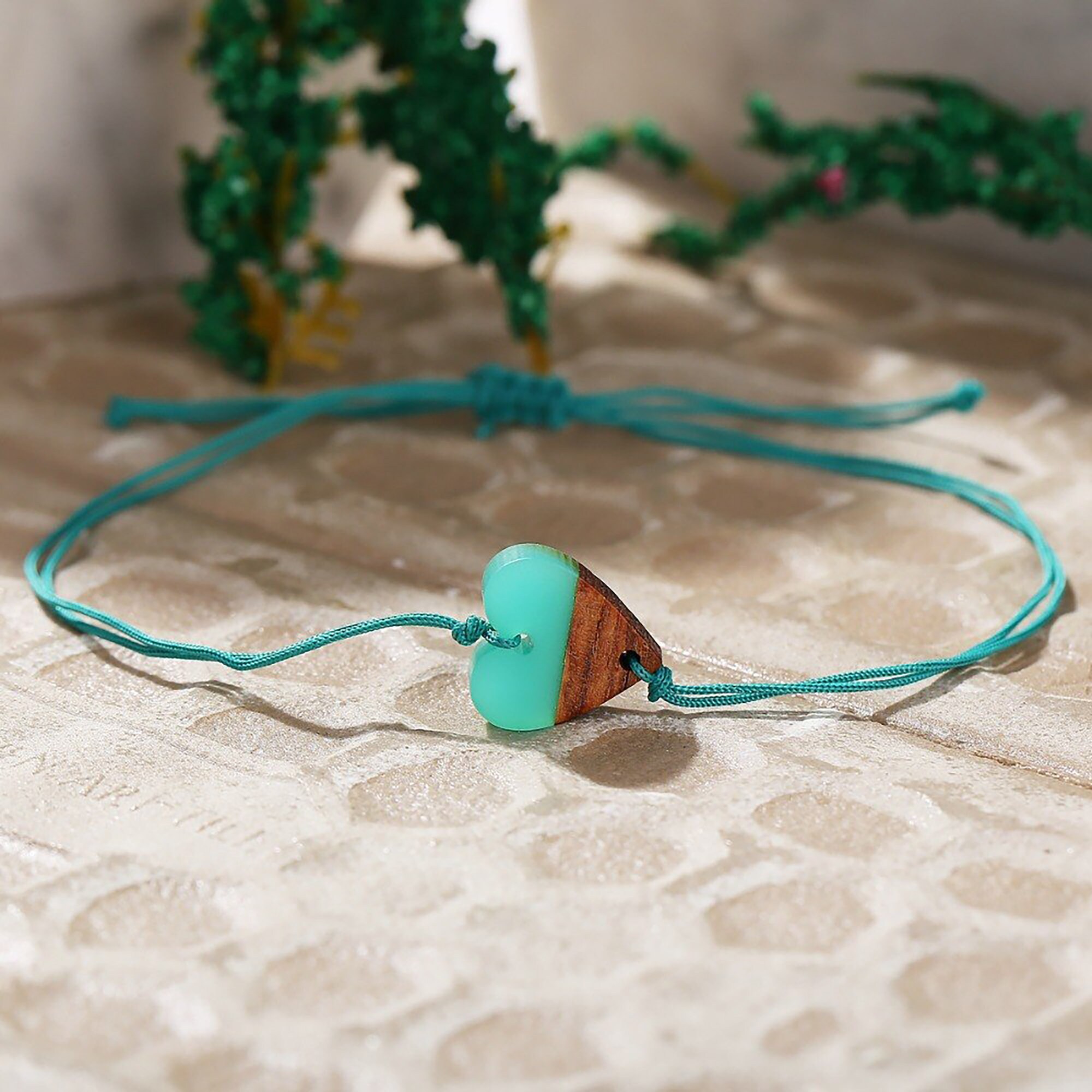 Wooden & Epoxy Resin Bracelet for Her Natural Wood thread Etsy