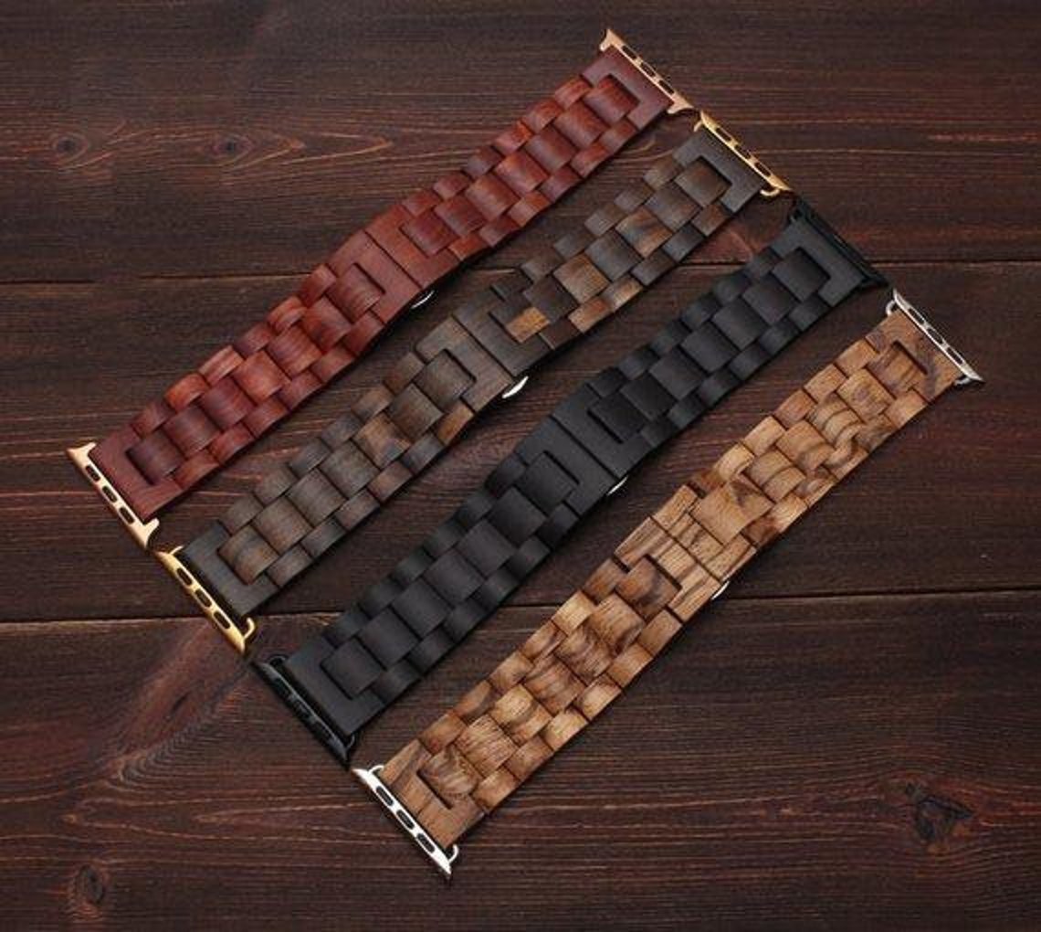 Natural Wood Apple Watch Band Series 7 6 5 4 3 2 1 SE Size Etsy