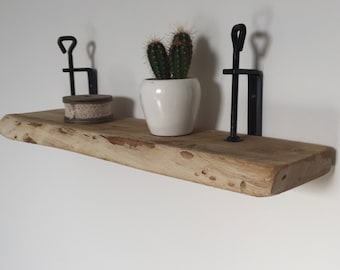 Old oak wall shelf with twist clamps-old oak wallshelf with Swivelclamps