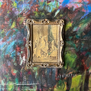 Jean-Michel Moreau Perfect Harmony Print on Paper Mache Board with Carved Plaster Frame Vintage Possibly Antique