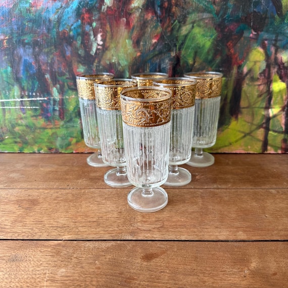 Culver Tyrol Gold Rim Whiskey Sour Glasses Set of 6