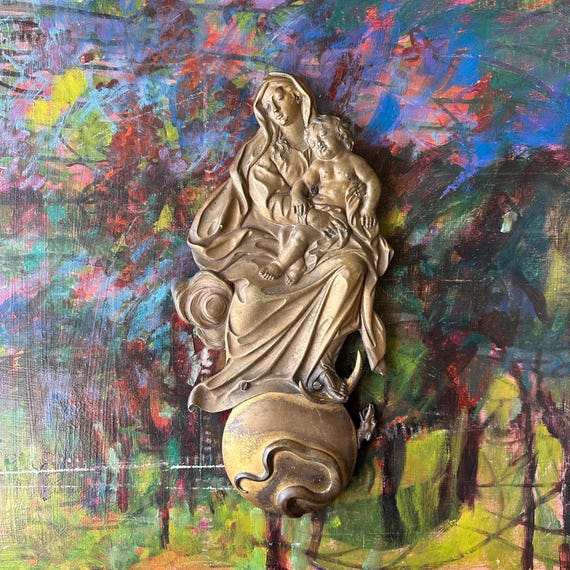 Bronze Madonna & Child Relief Sculpture