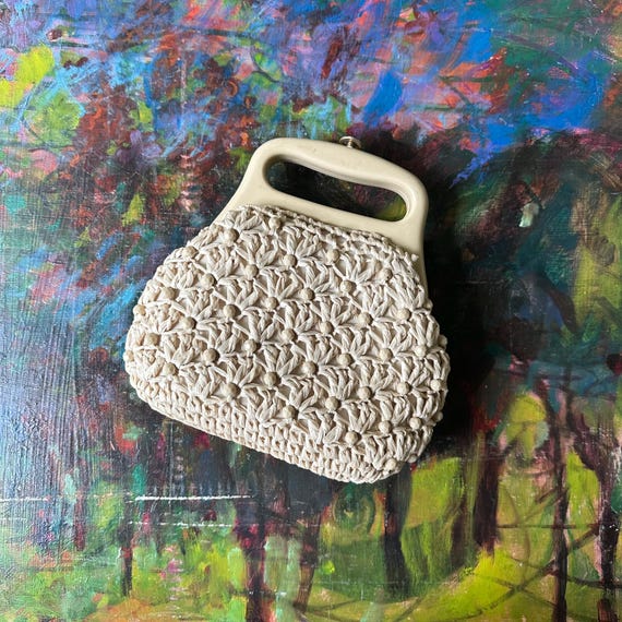 1960s Italian Beaded Raffia Purse