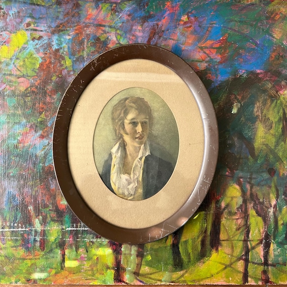 Oval Framed Portrait Print of Henry Raeburn's William Ferguson of Kilrie Vintage Metal Frame