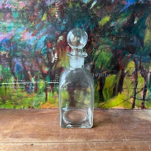 Round Stopper Clear Glass Decanter Vintage