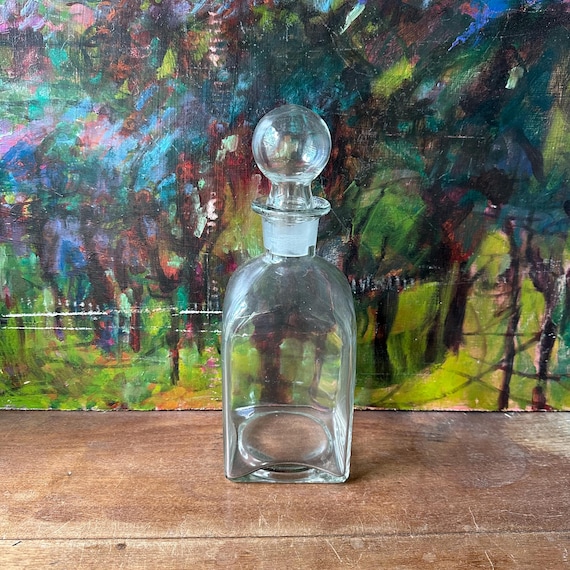 Round Stopper Clear Glass Decanter Vintage