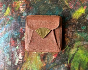 Lin Bren Vintage Leather Compact Mirror Coin Purse