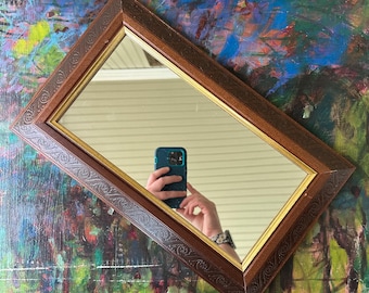 Home Interiors Embossed Wood Rectangular Mirror