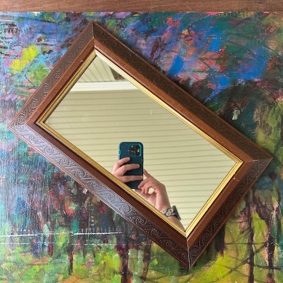 Home Interiors Embossed Wood Rectangular Mirror