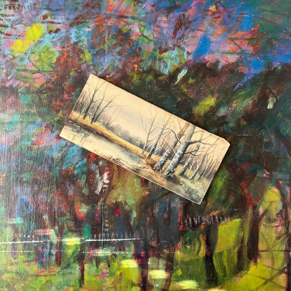 S. Katz Signed Woodland Mixed Watercolor Painting on Board