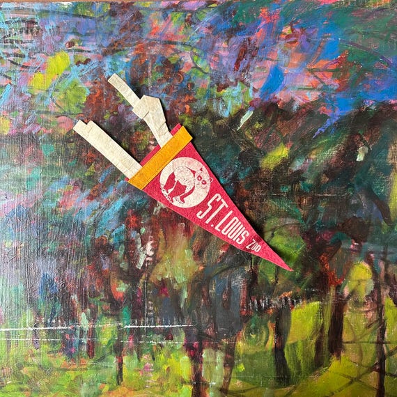 Red & White St Louis Zoo Felt Souvenir Pennant