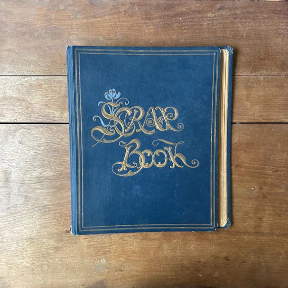 Antique Victorian Style Blue & Gold Scrapbook Blank