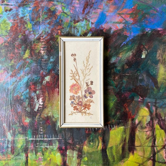 Vintage Framed Dried Flower Art, Made in East Germany