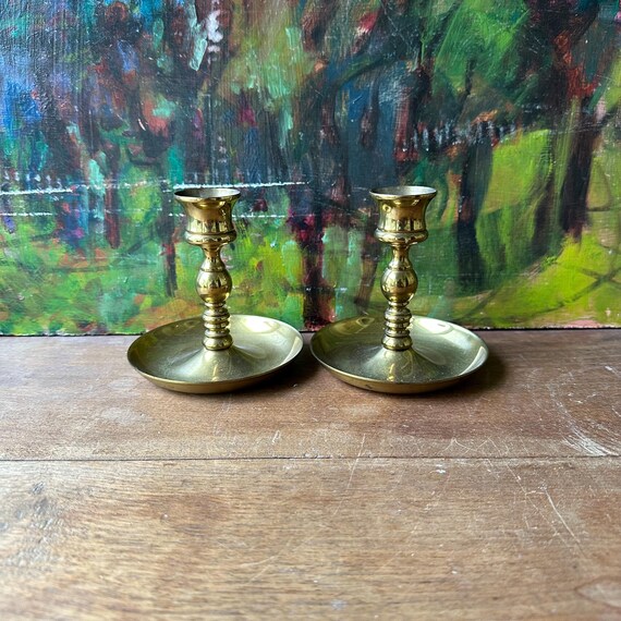 Vintage Set of Brass Candlestick Candleholders