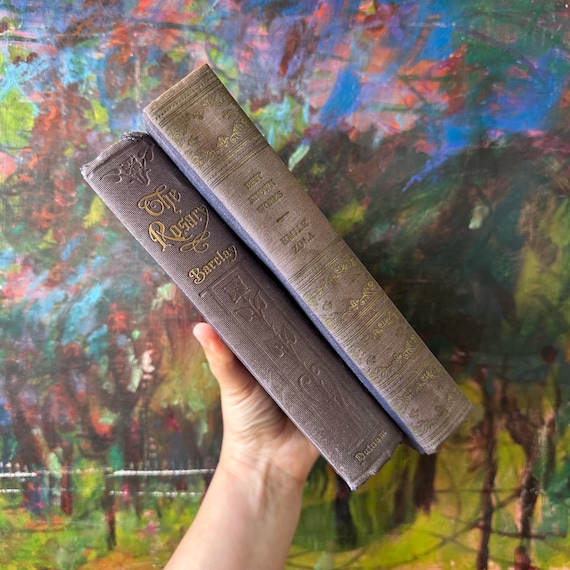 Blue & Gold Antique Book Set - The Rosary / Best Known Works Emile Zola