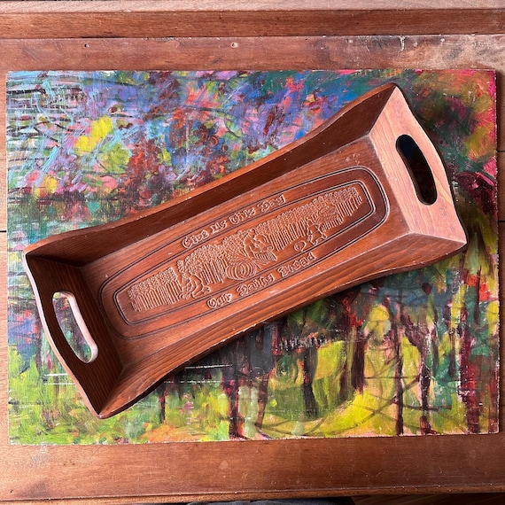 Give Us Our Daily Bread Wood Bread Tray Basket