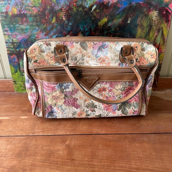 Vintage Verdi Floral Brocade Travel Bag with Handles