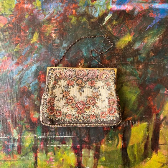 Vintage Gorwood Floral Brocade Handbag Made in France