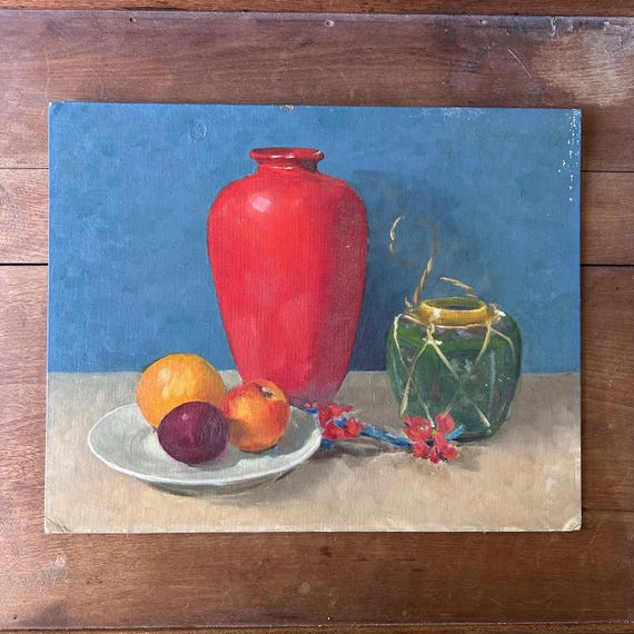 Trompe L’Oeil Style Still Life Painting Vintage Original / Unsigned