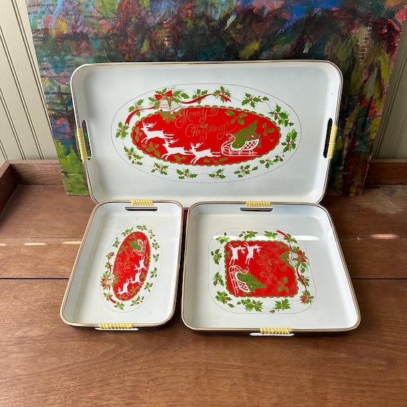 Merry Christmas Lacquerware Tray Set