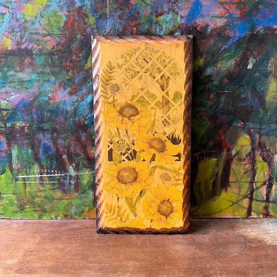Wood Sunflowers & Window Wall Plaque