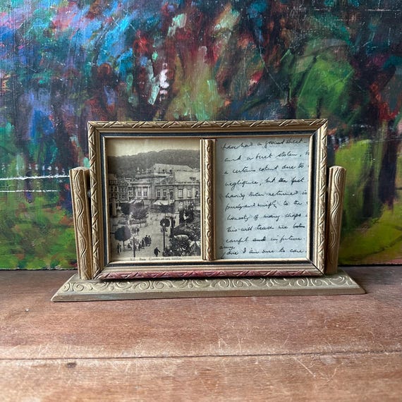 Double Photo Swing Frame Vintage w/ Antique Ephemera