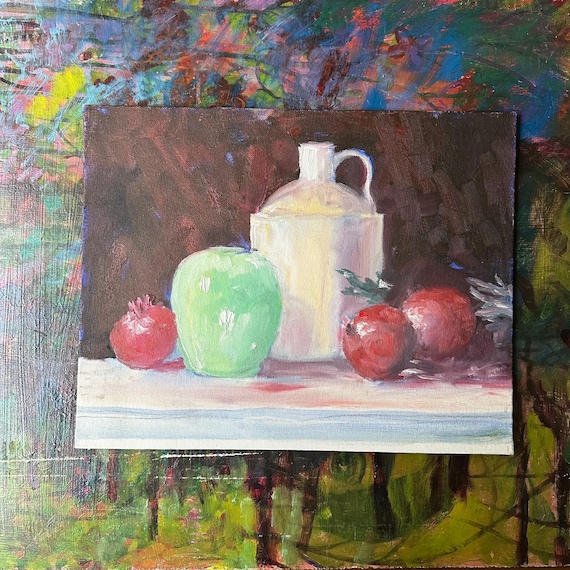 Stoneware Jug and Fruits Still Life Painting