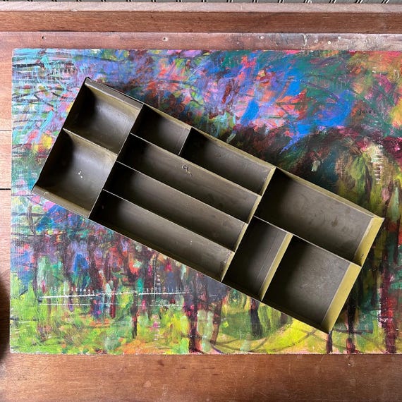 Worldwide Brand Green Steel Desk Organizer Caddy Tray Vintage