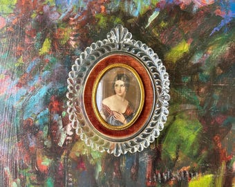 Pauline Bonaparte Portait in Velvet & Glass Oval Frame