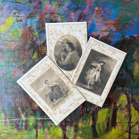 Set of 3 H.W. Smith Victorian Lady Portrait Etchings