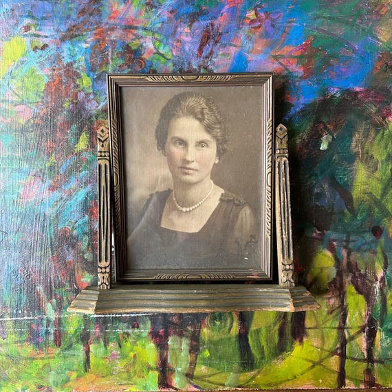Brown Swing Frame with Hand Colored Portrait of a Woman